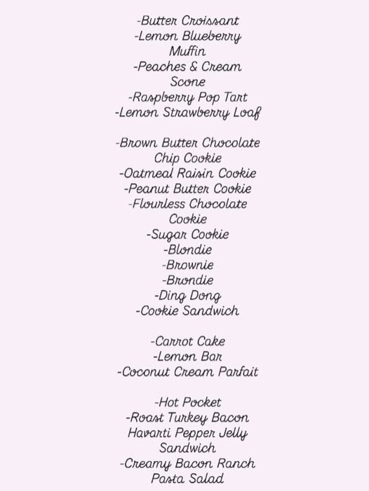 weekly specials menu